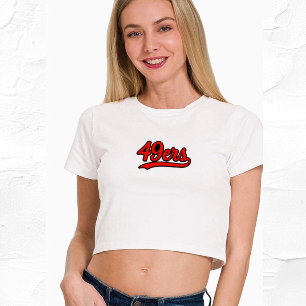 San Franisco 49er crop top, White handmade football shirt size small